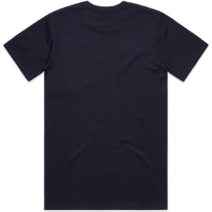 A classic navy t-shirt featuring a crew neckline and short sleeves. The back is plain with no graphics.