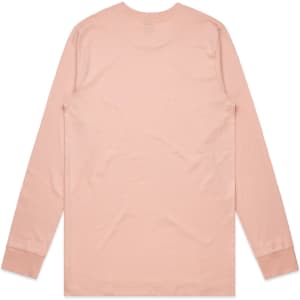 A light pink long-sleeve T-shirt with a simple design, featuring a logo on the back.