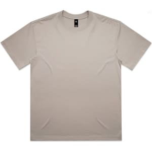 A beige Box Tee with a classic crew neck design, featuring a logo on the label.