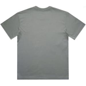 A grey box tee with short sleeves and a plain back. The shirt features a logo.