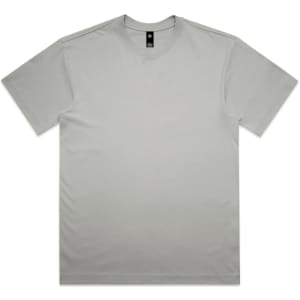 A light grey Box Tee with a round neckline and short sleeves. It features a logo at the neckline.