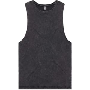 A stone wash black tank top with a classic sleeveless design and a subtle logo.