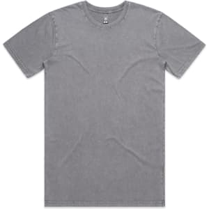 A grey staple stone wash t-shirt with a classic crew neck design and short sleeves. It features a branding logo.