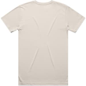 A beige Block Tee T-shirt featuring a plain back design. The shirt has a logo on the label.