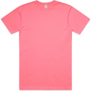 A bright pink work t-shirt featuring a plain back and a small logo on the neckline.