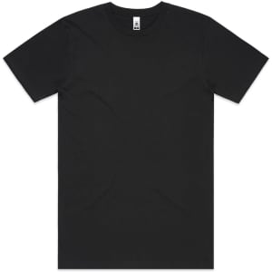 A black Block Tubular Tee featuring a crew neck and short sleeves, with a logo on the label.