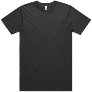 A plain black Block Tubular Tee featuring a crew neckline and short sleeves, with a logo on the label.