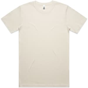 A plain cream Block Tubular Tee featuring short sleeves and a crew neckline. It has a tag on the inside.