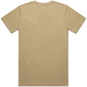 A beige Block Tubular Tee, featuring a simple design with a logo, shown from the back.