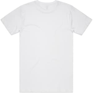 A plain white Block Tubular Tee displayed flat, featuring short sleeves and a round neckline. It has a logo on the tag.