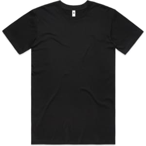 A black Basic Tee t-shirt with short sleeves and a logo at the neckline.