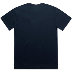 A navy oversized tee with a simple design featuring a logo on the back.
