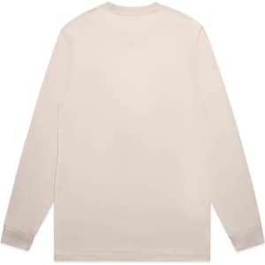 A long-sleeve t-shirt in a light beige colour, featuring a simple design with no visible text or graphics.