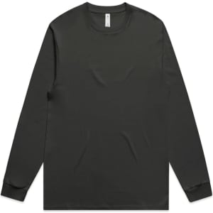 A long-sleeve t-shirt in black with a simple design and a logo.