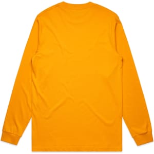 A long-sleeve T-shirt in bright yellow with a plain back and fitted sleeves. It features a logo on the front.