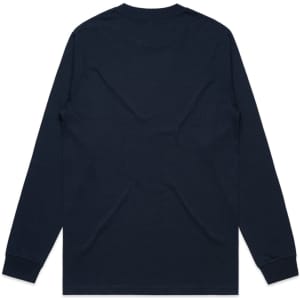 A dark navy long-sleeve T-shirt with a plain back and cuffed sleeves.