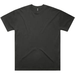 A black oversized tee with short sleeves and a simple design, featuring a logo on the label.