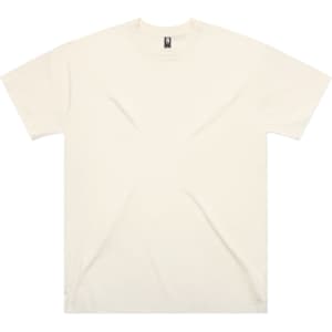 A classic oversized tee in a cream hue, featuring a logo on the neckline. Ideal for casual wear.