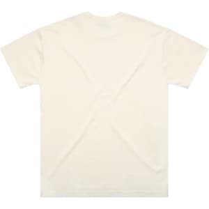 A plain cream oversized t-shirt displayed from the back, featuring a subtle logo.