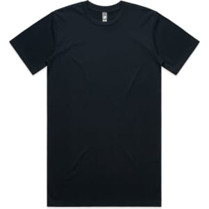 A black Classic Plus Tee [+5cm] t-shirt with a round neckline and short sleeves, featuring a logo.