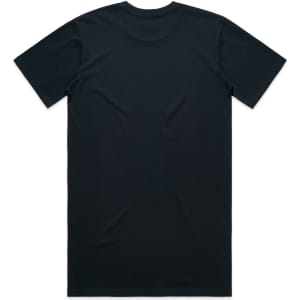 A black Classic Plus Tee [+5cm] featuring a simple design and a logo on the back.