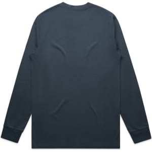A long-sleeved t-shirt in dark blue with a plain back and fitted cuffs, featuring a small logo at the neckline.