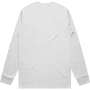 A light grey long-sleeve t-shirt with a plain back and fitted cuffs. The shirt features a logo.