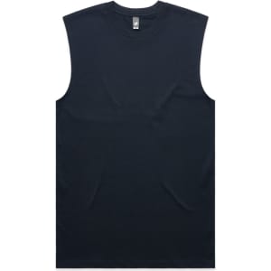 A black sleeveless tank top featuring a logo on the neck area, designed as a classic style singlet.