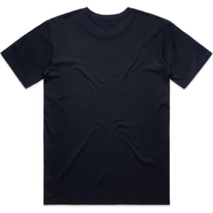 A black t-shirt featuring a simple design and no visible branding on the back.