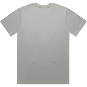 A light grey t-shirt featuring a classic design and a logo on the back.