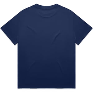 A navy blue T-shirt featuring a plain back design. The shirt has a logo or branding.