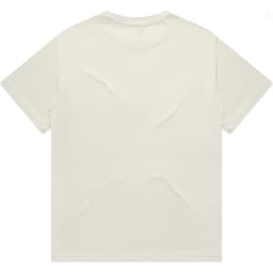A plain cream Heavy Tee t-shirt with a crew neck and short sleeves, featuring a logo on the back.