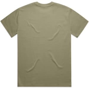An olive green Heavy Tee shirt with a classic crew neckline and short sleeves. It has a blank back.
