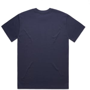 A plain navy blue t-shirt with a relaxed fit and short sleeves, featuring a small logo on the back.