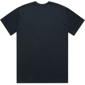 A dark grey t-shirt with a simple, unembellished back view and a visible logo.