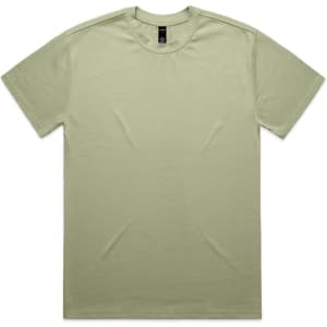 A light green Heavy Tee t-shirt with a round neckline and short sleeves, featuring a brand logo.
