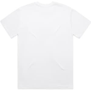 A plain white T-shirt with a crew neck and short sleeves. The back features a smooth, seamless design.