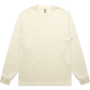 A long-sleeve T-shirt in a creamy beige colour with a logo on the label.