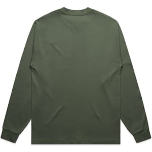 A long-sleeved T-shirt in olive green with a plain back design and fitted cuffs.