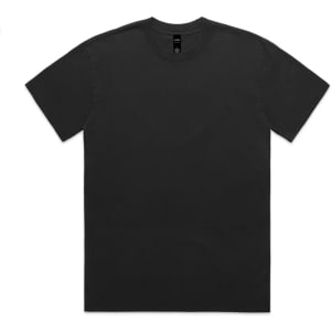 A black heavy faded tee featuring a plain design and a logo at the neckline.