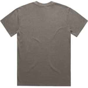 A faded grey t-shirt with a simple design, featuring a standard crew neck and short sleeves.