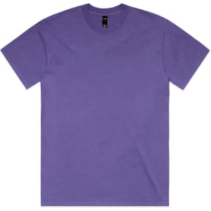 A purple heavy faded tee with a brand label on the inside neck. Suitable for casual wear.
