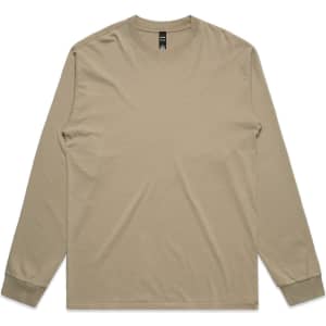 A long-sleeve tee in a muted faded khaki colour, featuring a plain design and a logo.