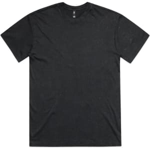 A black Stone Wash Heavy Tee featuring a simple design and a logo at the neckline.
