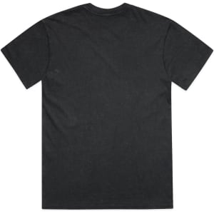A black heavy tee with a casual design and a visible logo on the back.