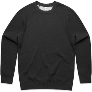 A black jumper with long sleeves and a crew neckline, featuring a branded label inside.