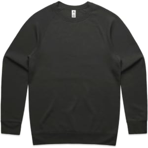 A black jumper with long sleeves and a crew neck design. The garment has a logo on the label.
