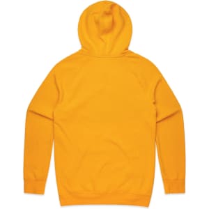A yellow hoodie with a hood and long sleeves, featuring a plain design on the back.