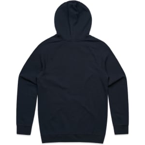 A navy hoodie featuring a hood and long sleeves, with a simple design and no visible branding.