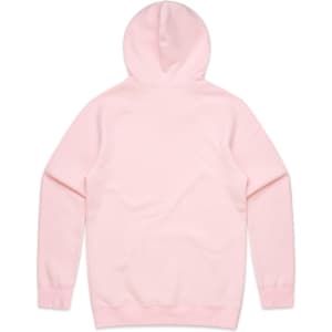 A pink hoodie with a hood and raglan sleeves, featuring a plain back without any visible logos or branding.